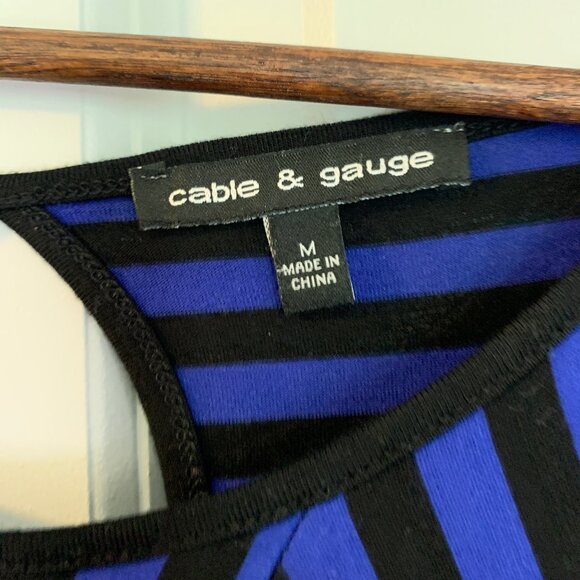 Cable & Gauge Striped Blue and Black Asymmetrical Top in Size M - Picture 4 of 10